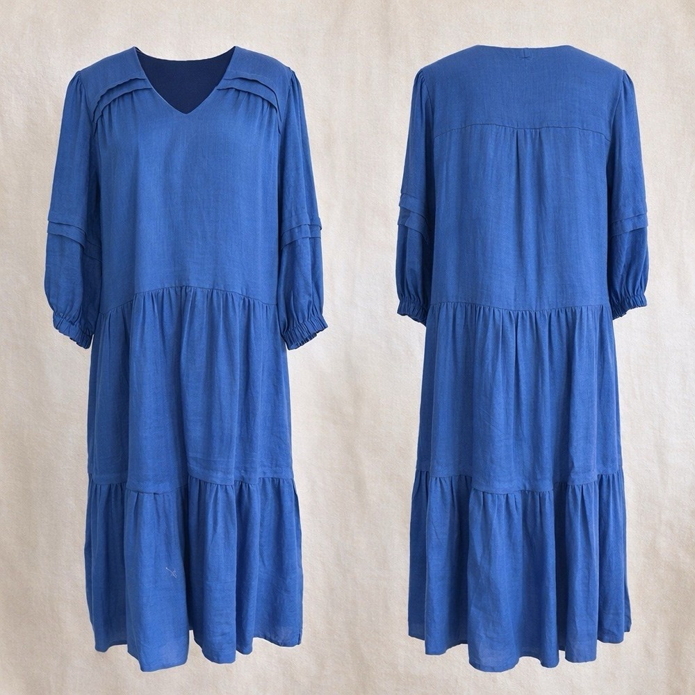 Tyler Boe Blue Tiered Midi Dress
